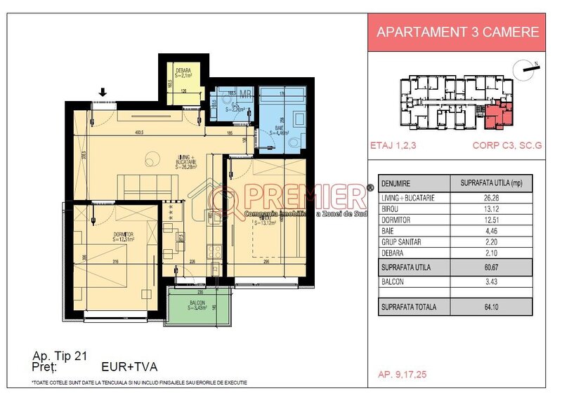 Popesti-Leordeni apartament 3 camere